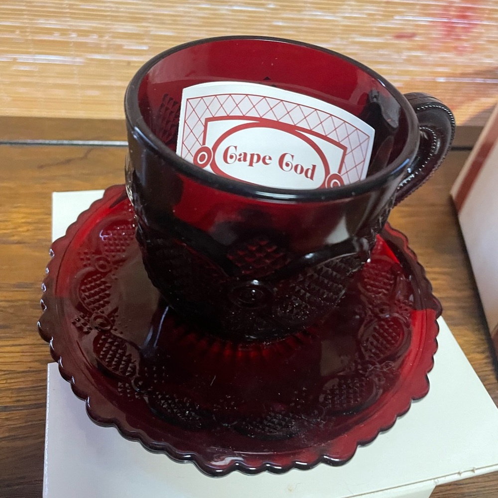 Avon Cape Cod Red Cup and Saucer Set
